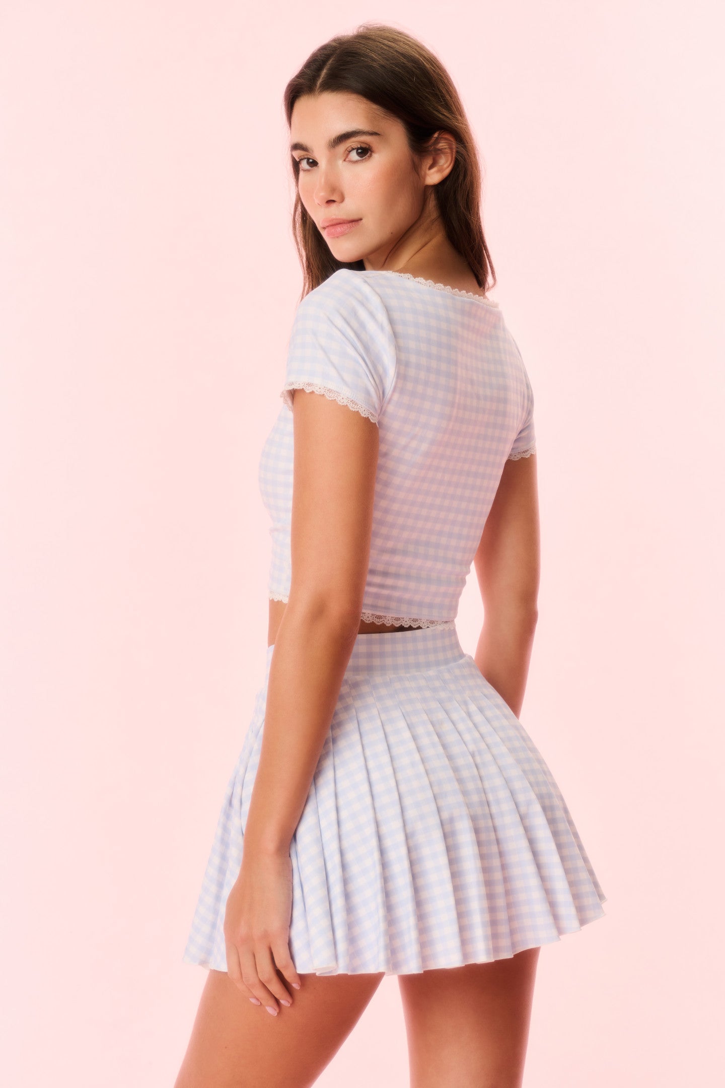 Dancia Gingham Print Active Skort