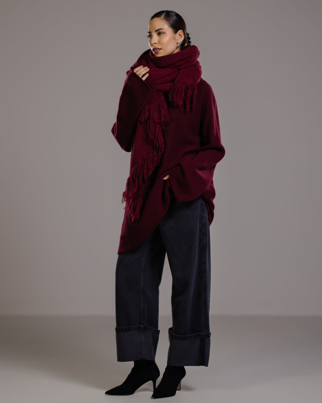 Sophie Throw On Poncho | Burgundy