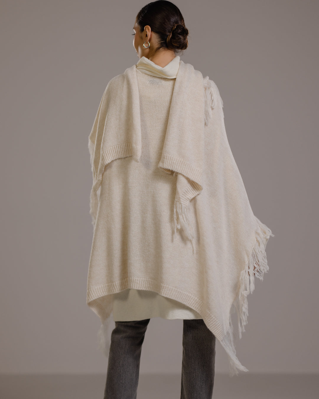 Sophie Throw On Poncho | Light Beige