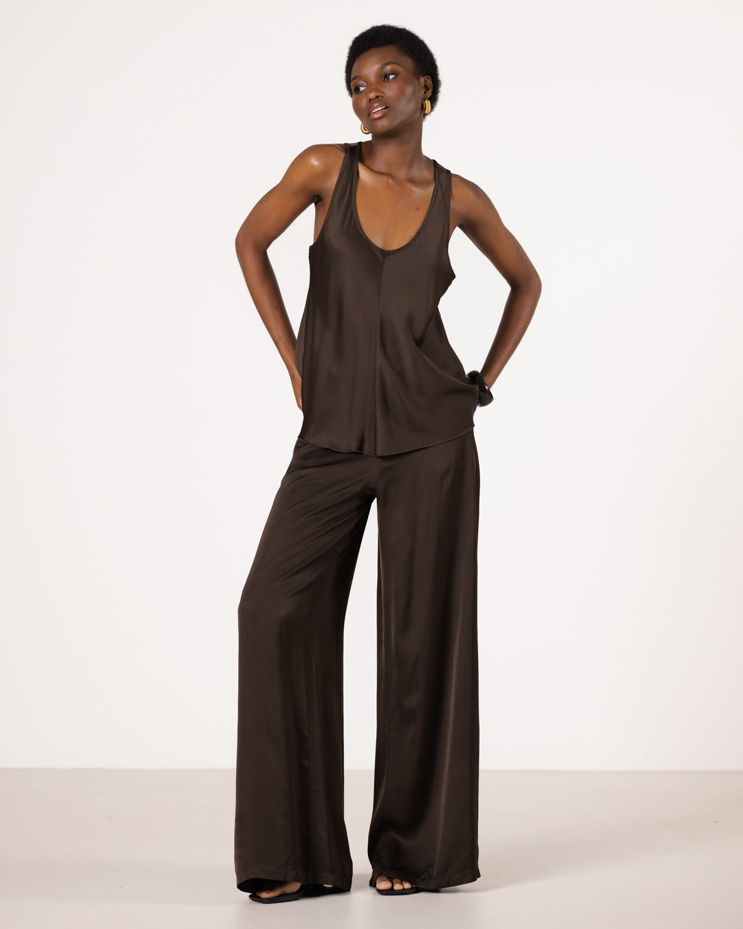 Demi Satin Vest Top | Cocoa Soleil