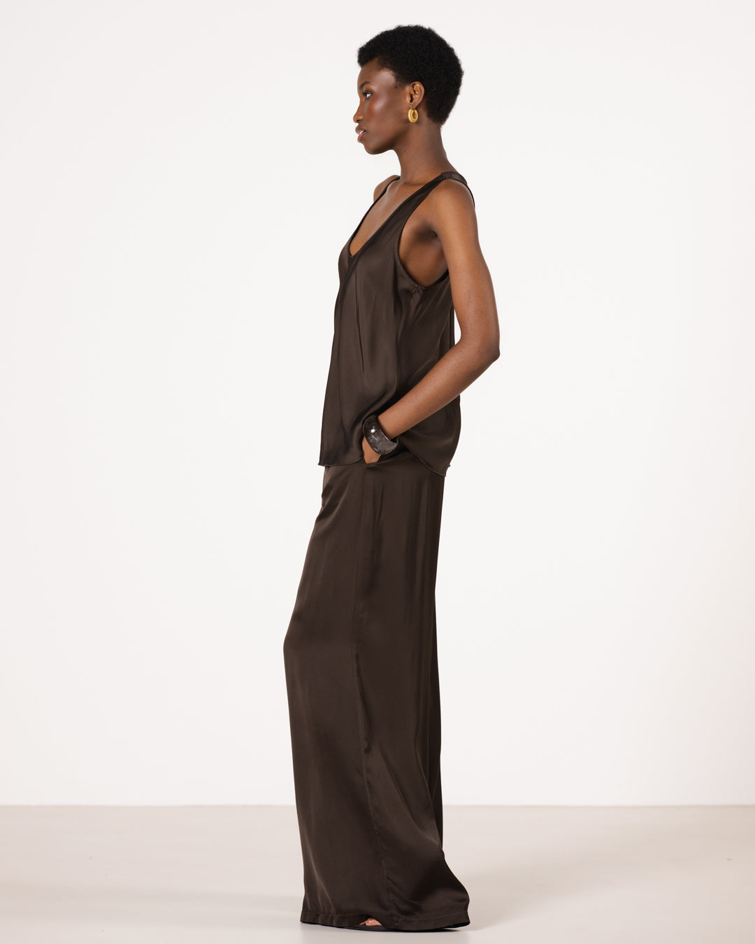 Demi Satin Vest Top | Cocoa Soleil
