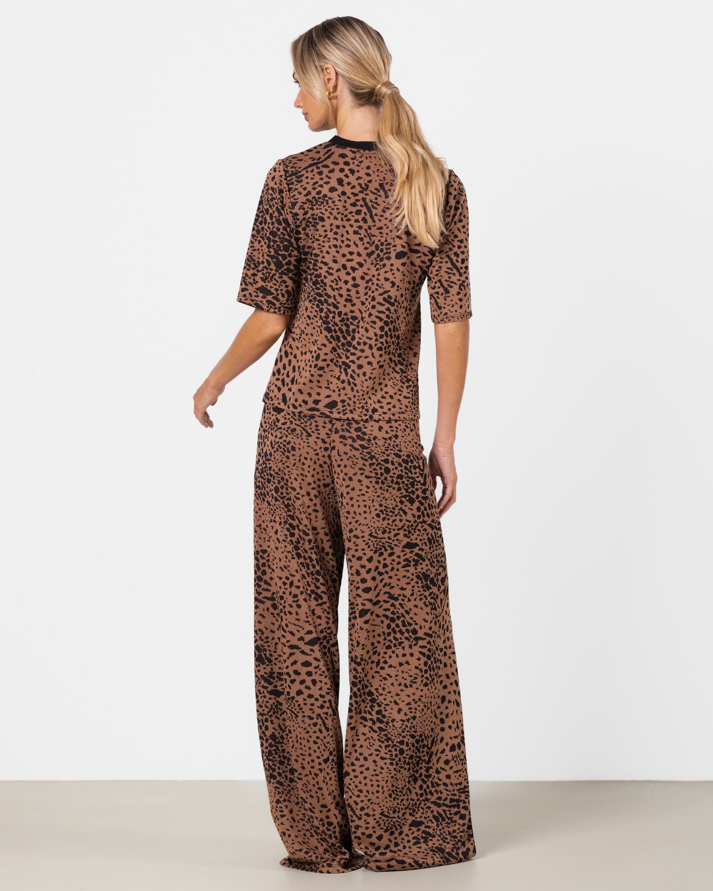 Leila Wide Leg Trousers | Leopard Brown