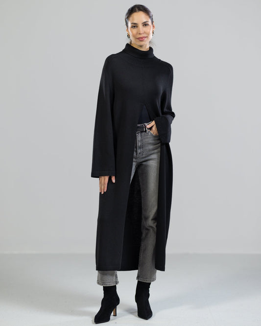 Eva Heavyweight Throw On | Black | Cashmere Blend